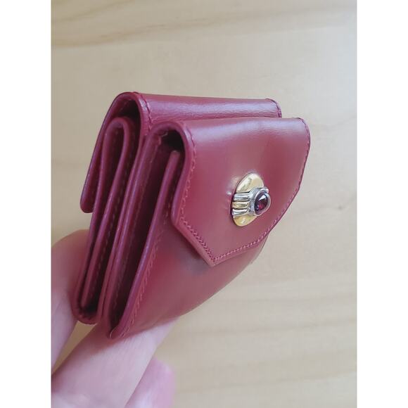 Gucci Vintage Red Leather Tri-fold Mini Wallet c/c Holder 3''x2'' Italy - Picture 4 of 7